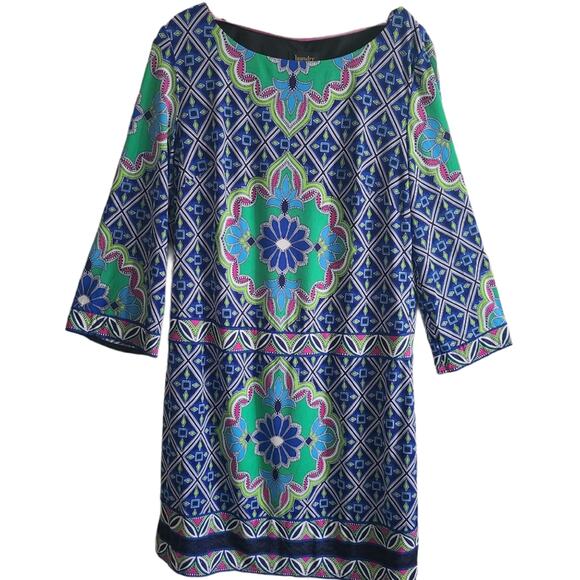 LAUNDRY by Shelli Segal Bold Graphic Colorful Shift Dress Women's Size‎ Medium - Picture 1 of 10